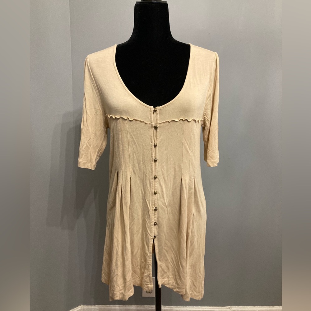Gently Worn OAT Beige Button-Up Tunic, size M